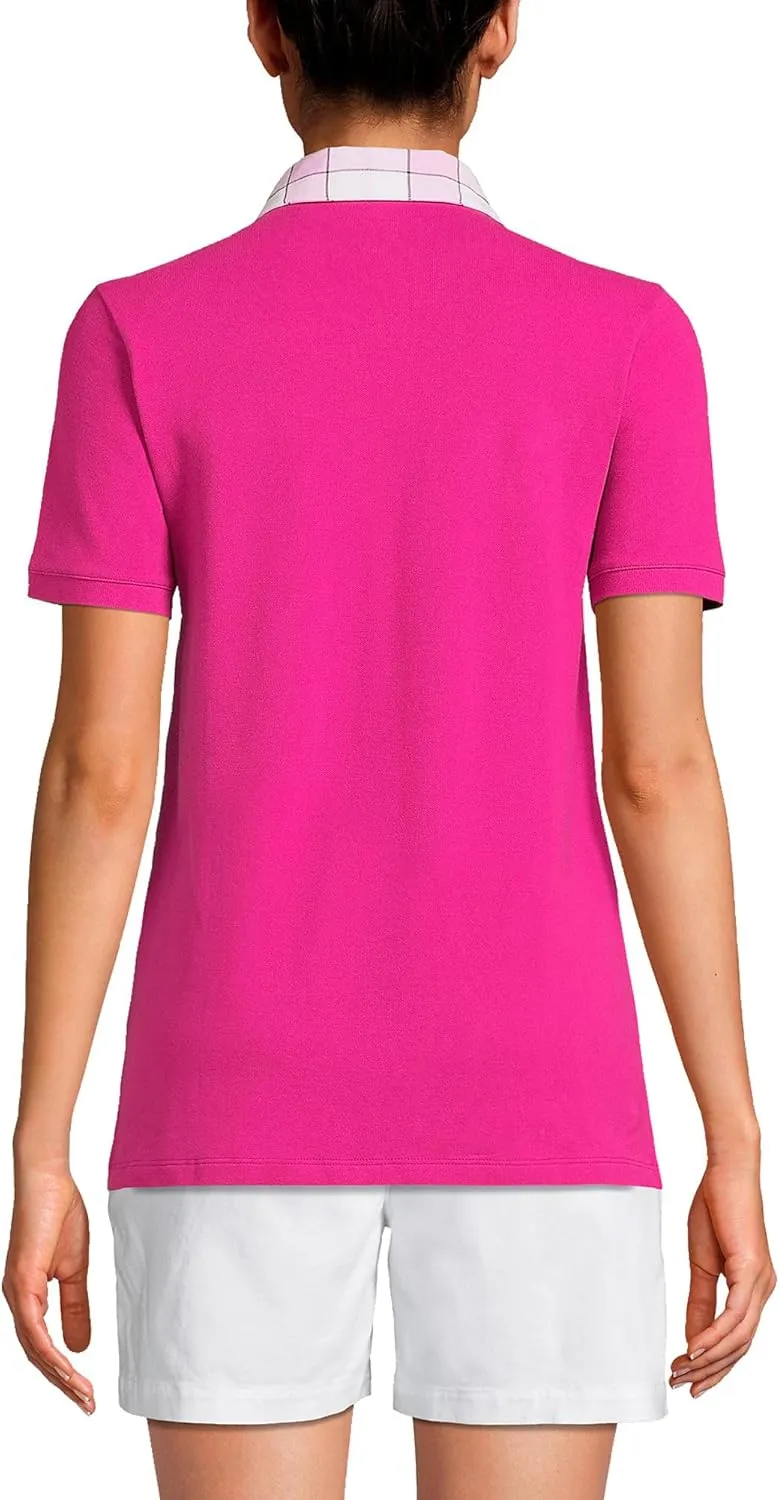 Lands' End Women's Mesh Cotton Short Sleeve Polo Shirt