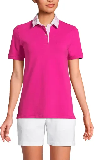 Lands' End Women's Mesh Cotton Short Sleeve Polo Shirt