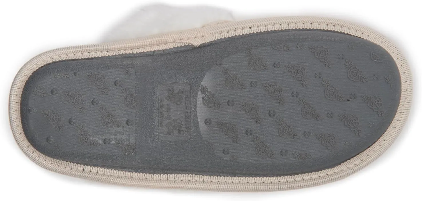 Laura Ashley Ladies Spa Slipper Plush Slide Memory Foam Insole Lightweight & Breathable