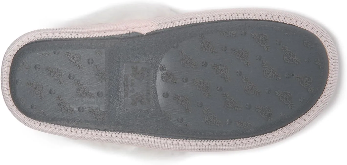 Laura Ashley Ladies Spa Slipper Plush Slide Memory Foam Insole Lightweight & Breathable