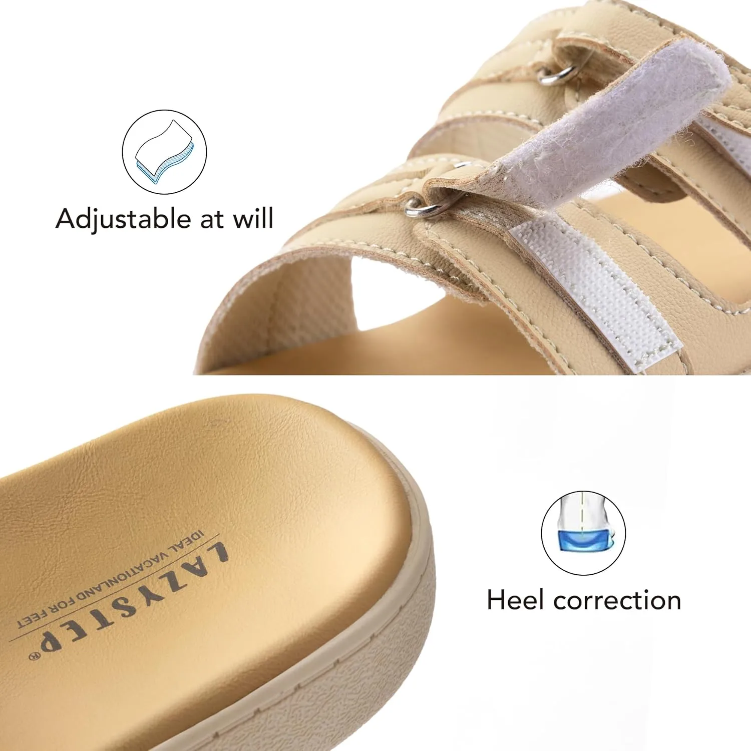 LazyStep Women's Orthotic Slide Sandals, Lightweight Flip Flops, Athletic Slip On with Arch Support