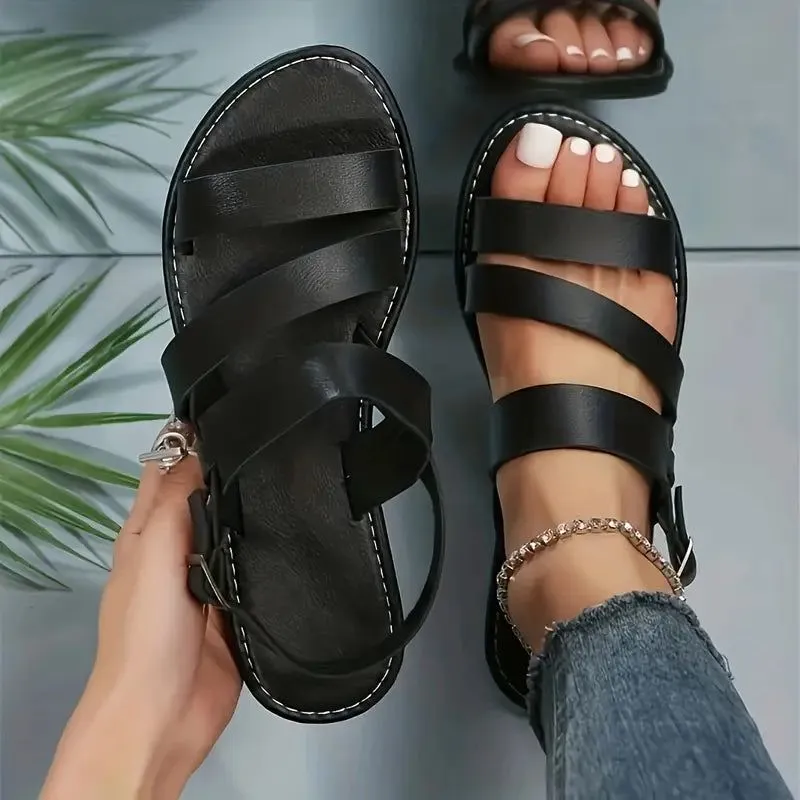 Leather Flat Sandals for Women – Trendy Comfortable Summer Footwear