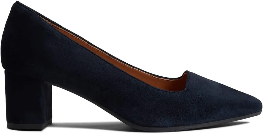 LEHOOR Women's Chunky Block Heels Pointed-Toe Slip-on Pumps 2 inch Heel Dress Shoes Comfortable Closed Toe Sandals for Office Ladies Matte Crocodile Suede Classic Work Party Wedding Spring 4-11 M US