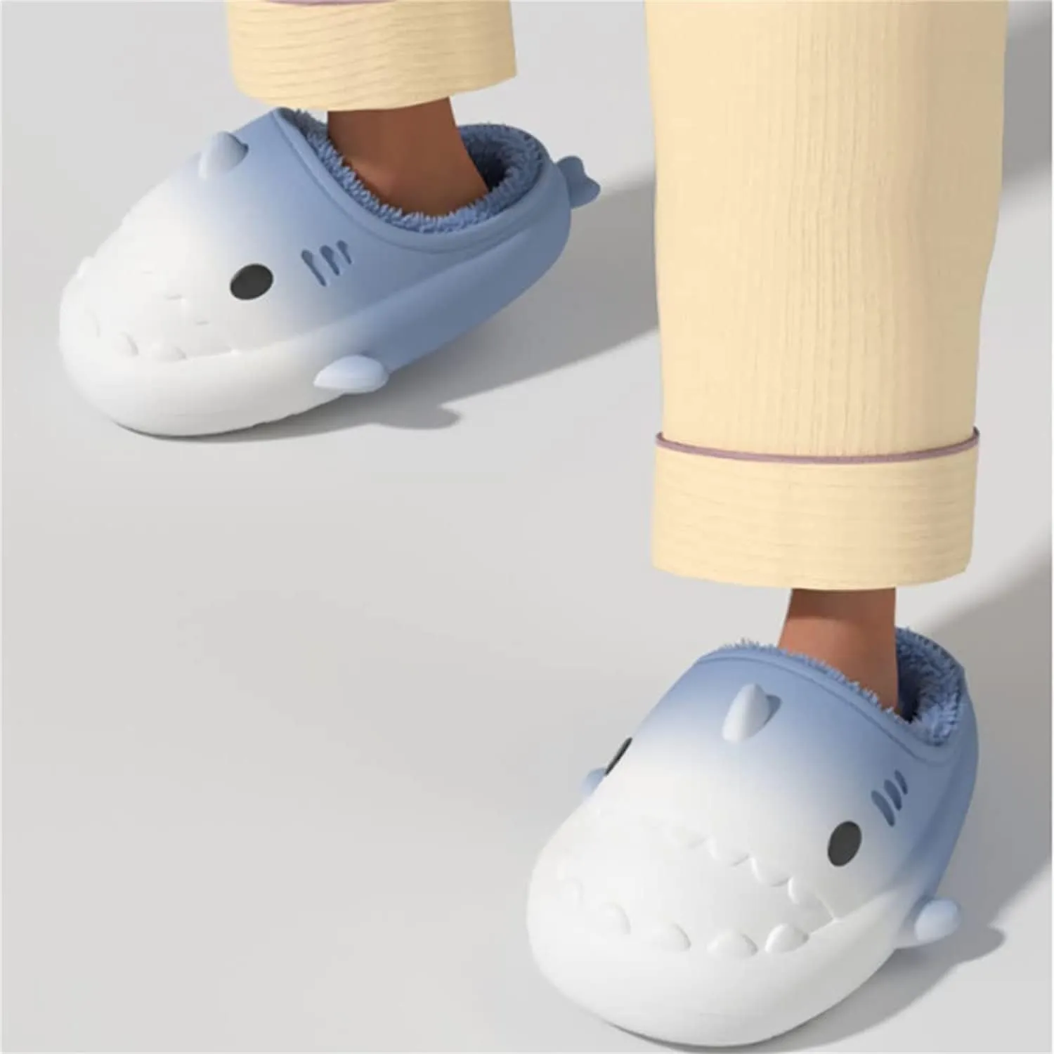 LELEBEAR Shark Slides Winter Warm Slippers, Adult Waterproof Unisex Winter Warm Plush Comfy Non-Slip Shark Slippers