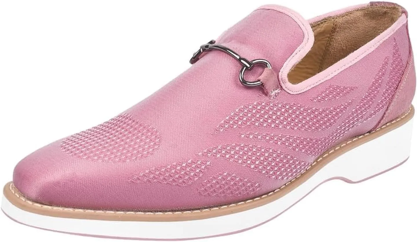 LIBERTYZENO Mens Canvas Textile & Suede Leather Adults Noble Penny Loafers Slip On Prom & Wedding Party Shoes for Prom Graduation