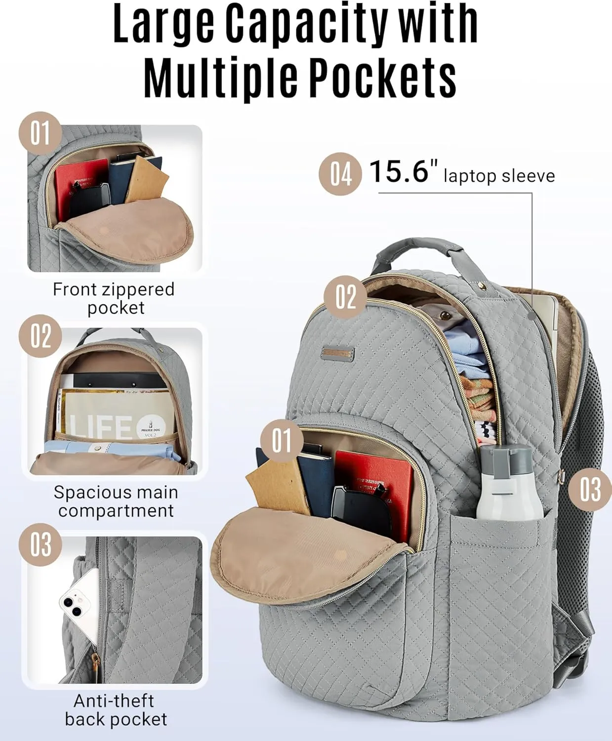 LIGHT FLIGHT Women Backpack for Work Laptop Backpack Women Travel Backpack Laptop Bag 15.6'' Laptop backpack
