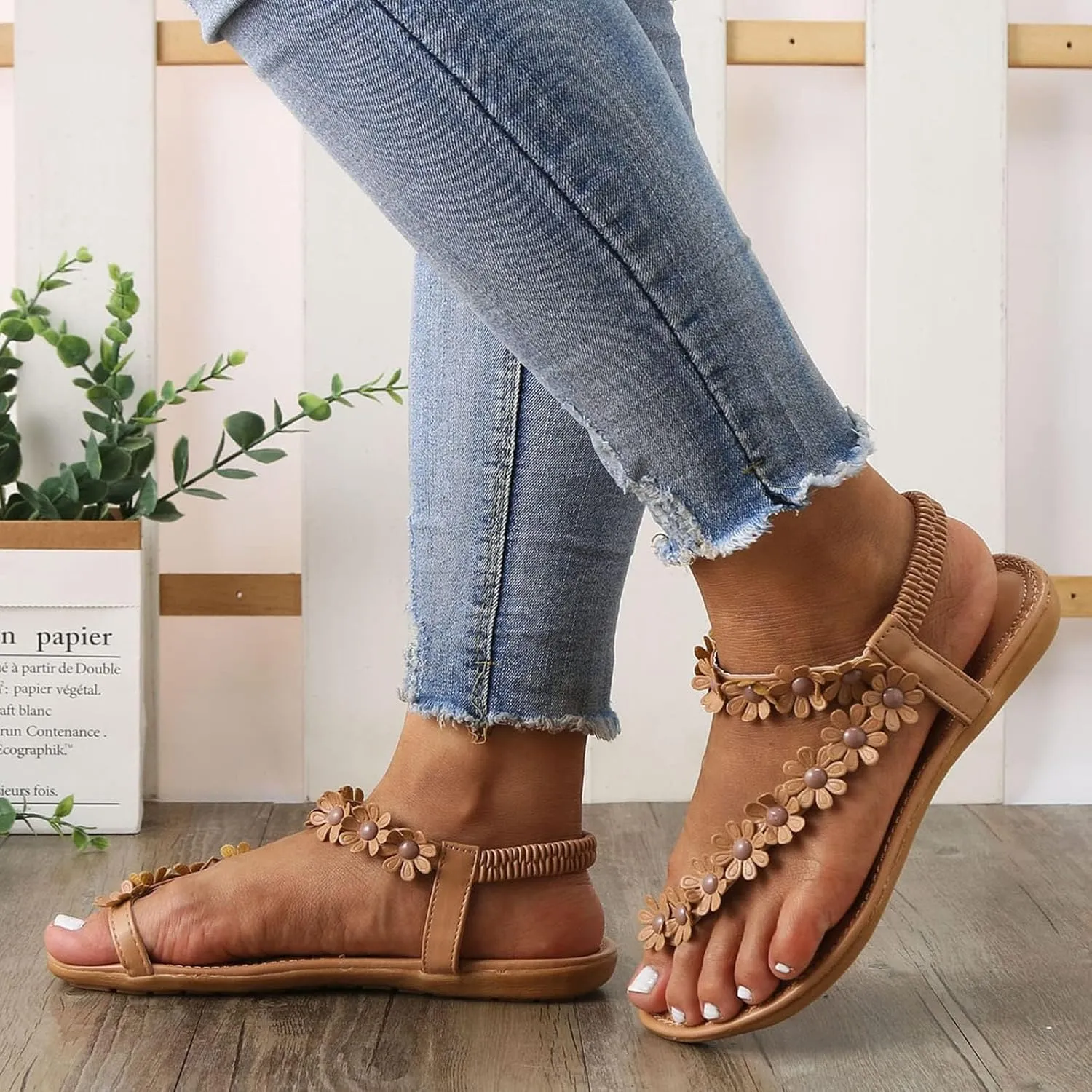 Lightweight Bohemian Sandals for Women Comfortable Ankle Strap Outdoor Walking Shoes Athletic Hiking Sandals