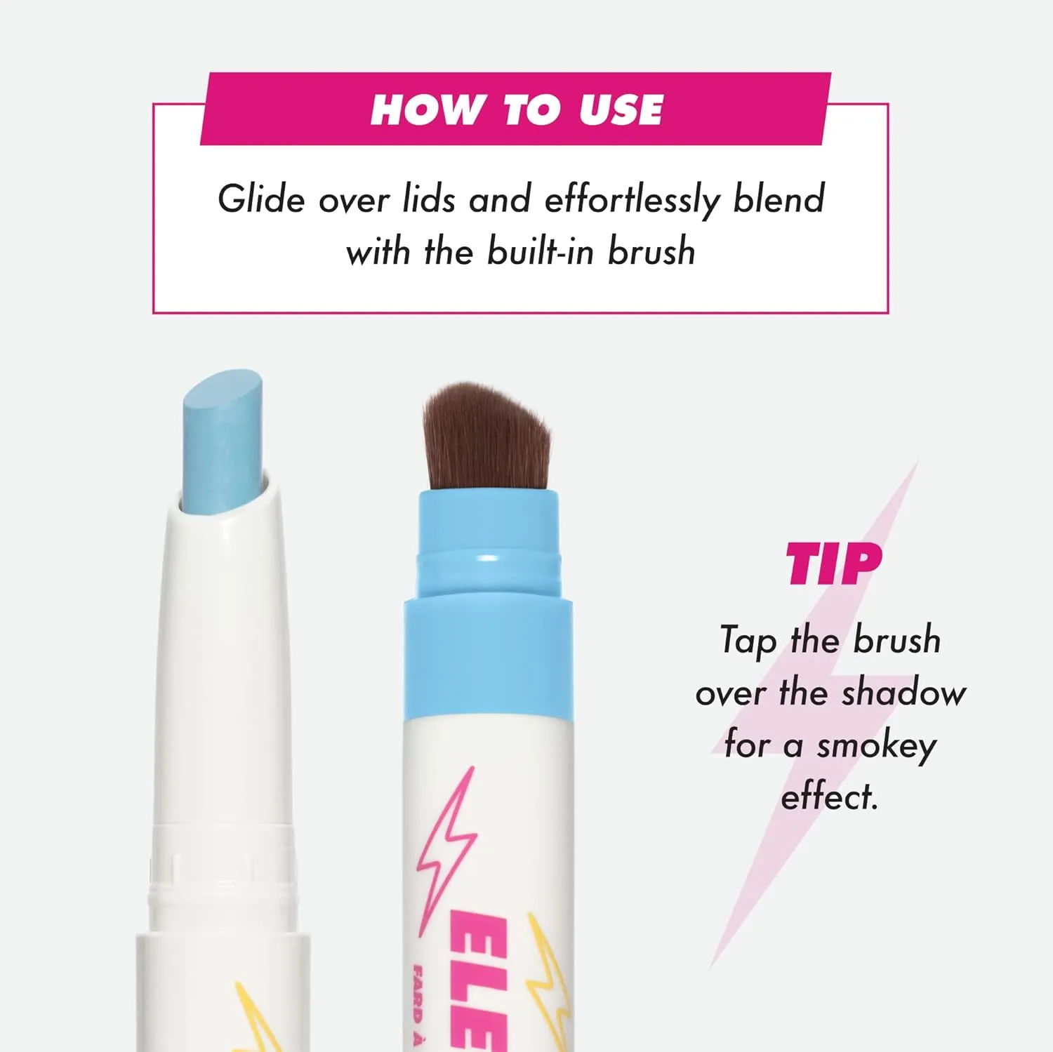 Lime Crime Electric Slide Eyeshadow & Brush Stick, OMG - Lightweight 2-in-1 Eyeshadow Smudge Stick with Angled Brush for Long Lasting & Natural Color or Glow - Vegan & Cruelty-Free