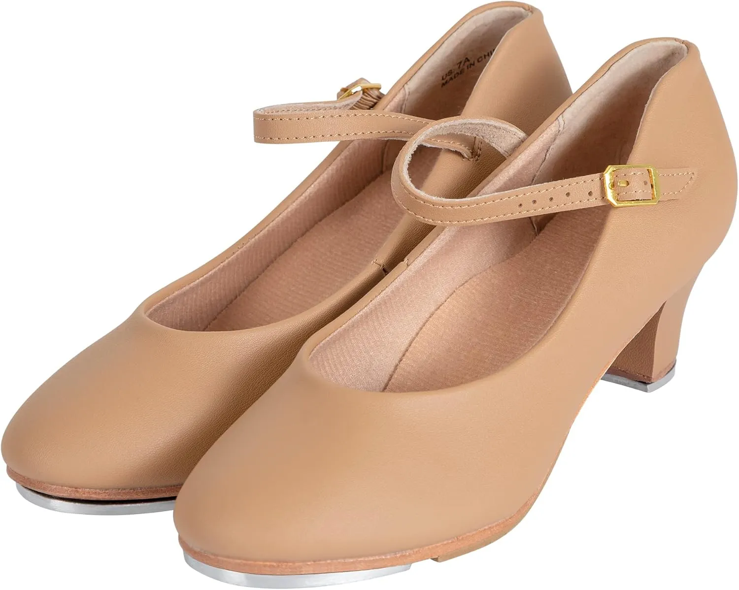 Linodes PU Leather Ankle Strap Character Tap Shoe 1.55'' Dance Shoes for Women