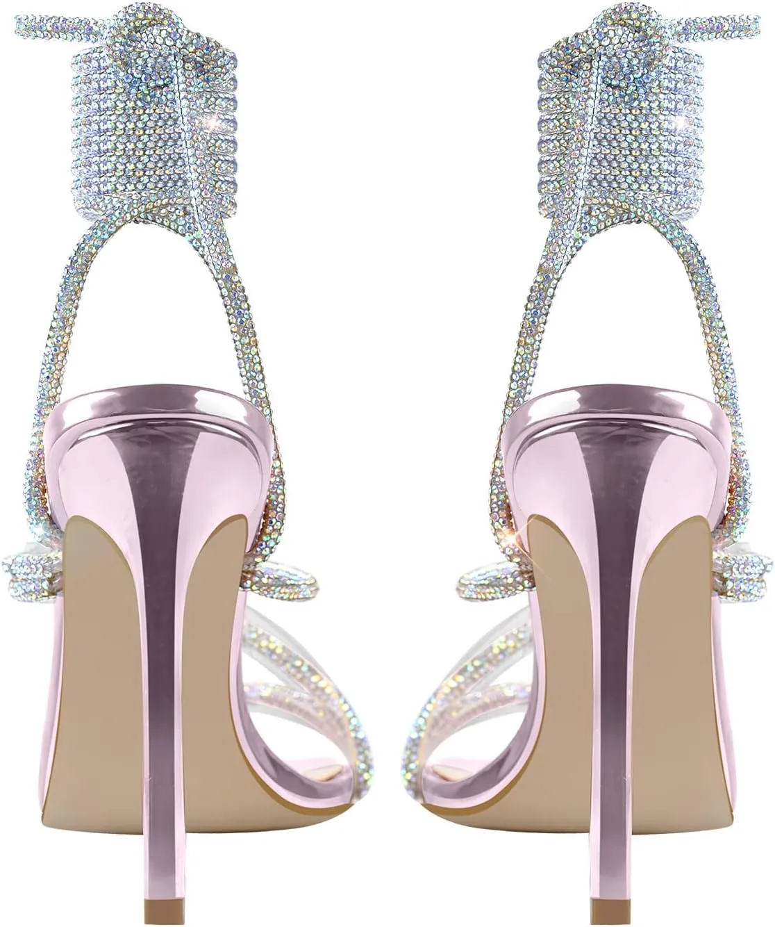 LISHAN Women's Slim High Heel Stilettos Rhinestone Glitter Crystal Sandals