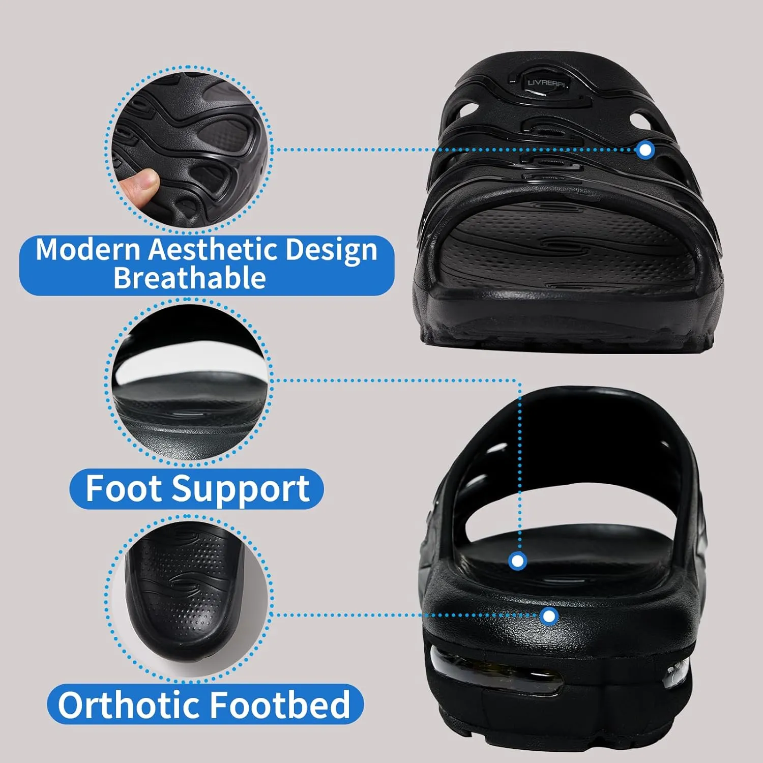 Livrerpi Men's Air Cushion Athletic Slide Sandals Fashion Breathable Design with Non-Slip Sole for Sport and Walking