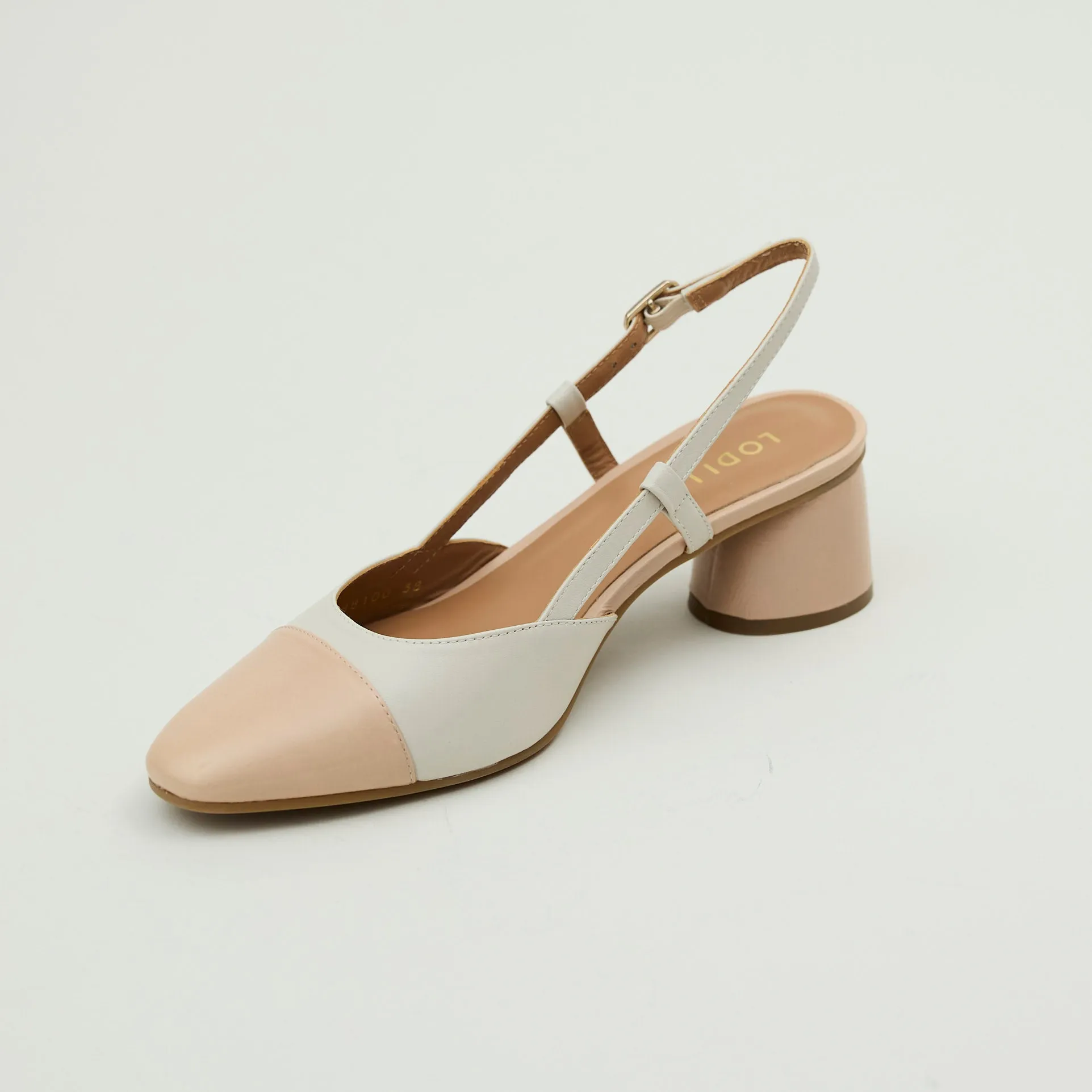 Lodi Blush & Cream Leather Combination Sling Back Shoes