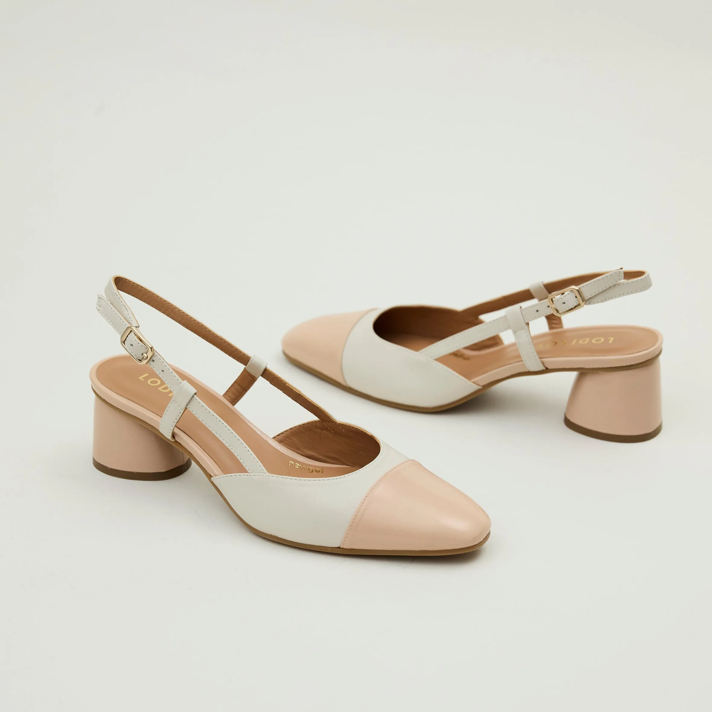 Lodi Blush & Cream Leather Combination Sling Back Shoes