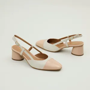 Lodi Blush & Cream Leather Combination Sling Back Shoes