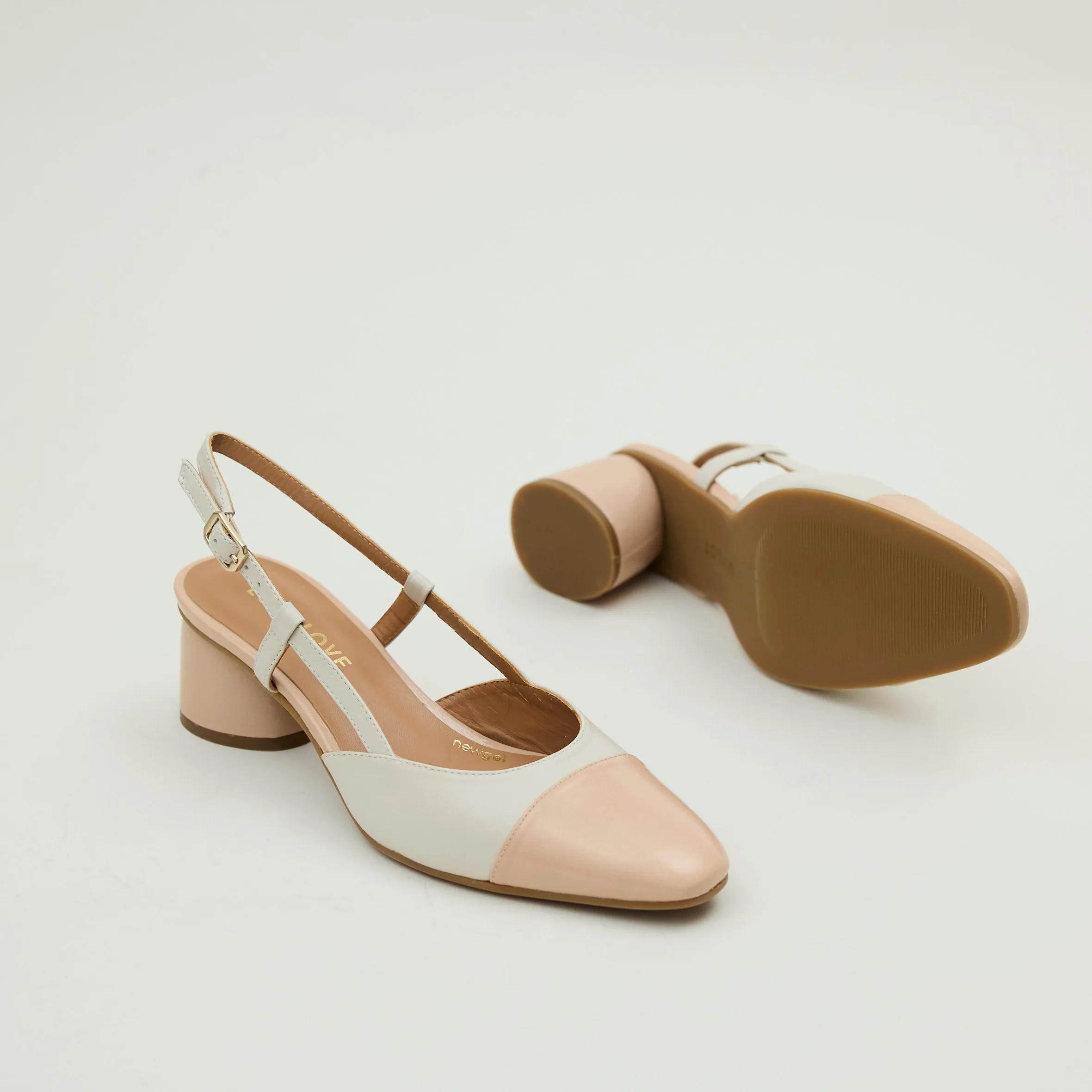 Lodi Blush & Cream Leather Combination Sling Back Shoes