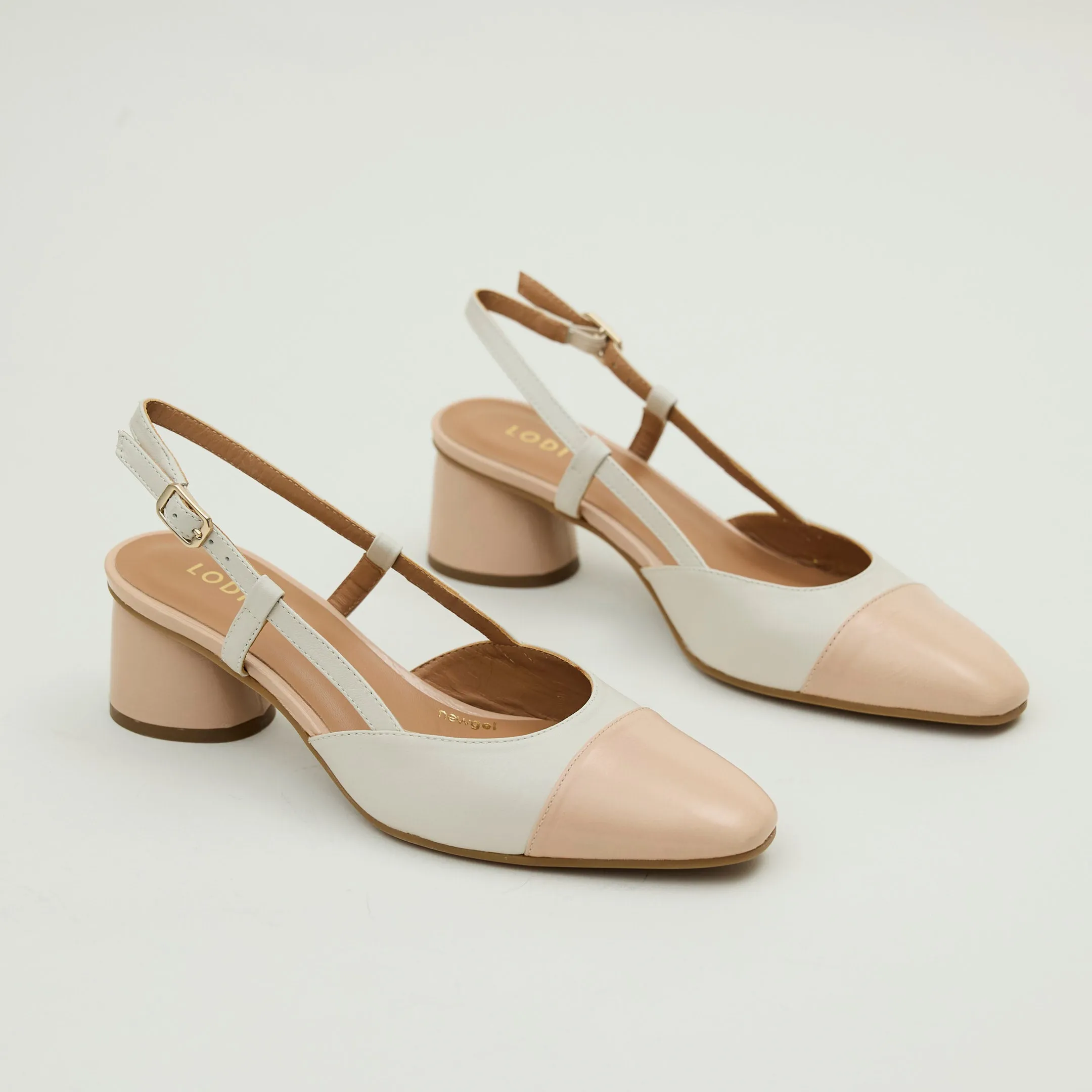 Lodi Blush & Cream Leather Combination Sling Back Shoes