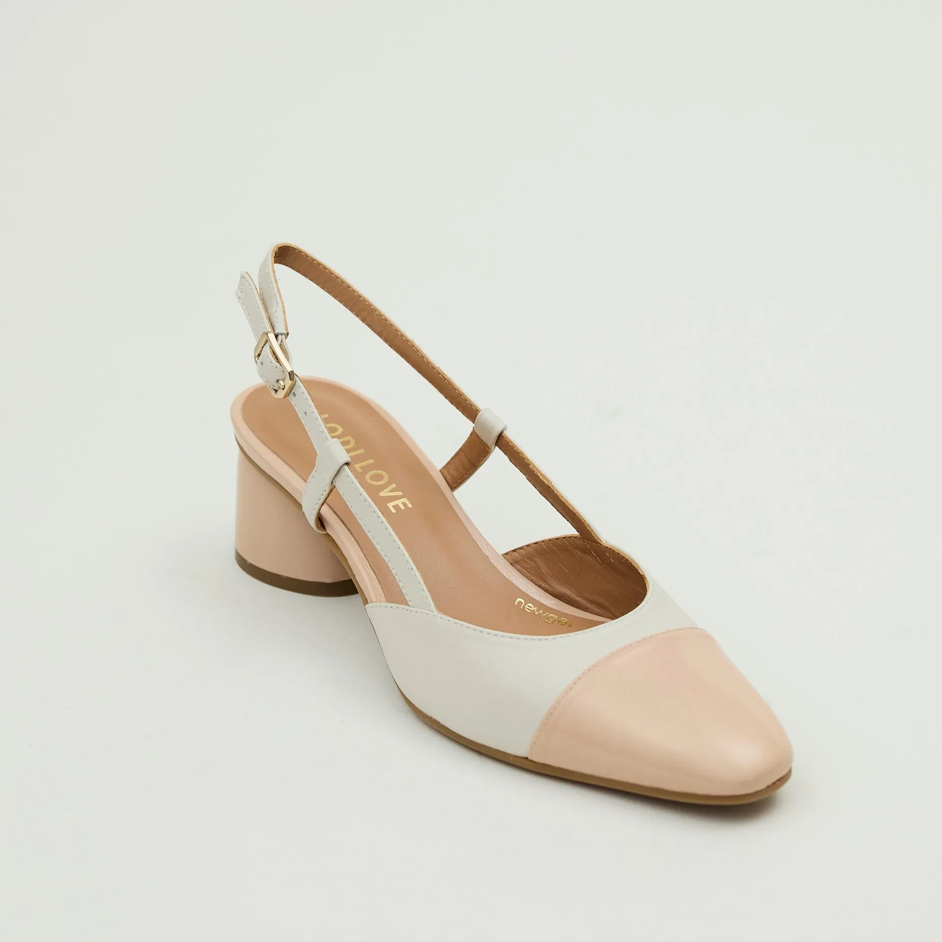 Lodi Blush & Cream Leather Combination Sling Back Shoes