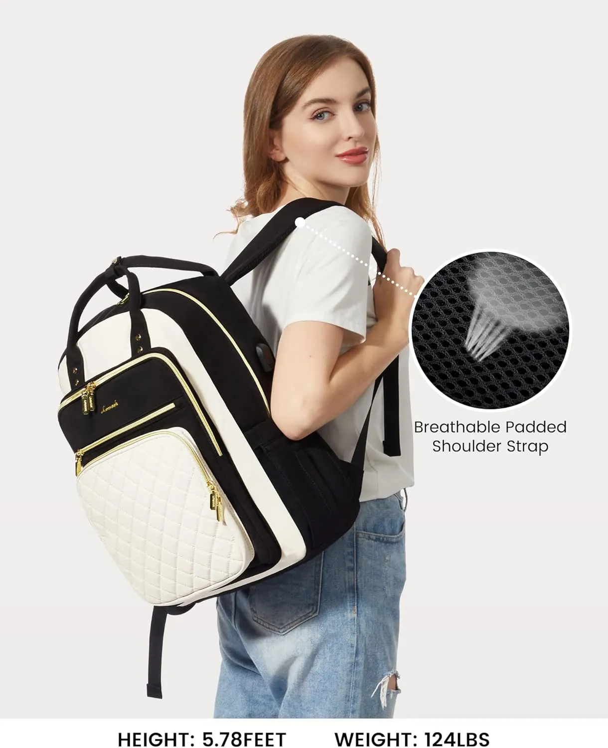 LOVEVOOK Laptop Backpack for Women, Fashion Travel Work Commuter Backpack Purse with USB Port, Lightweight Casual Daypacks, Nurse Teacher College Computer Bag, Fit 15.6" Laptop