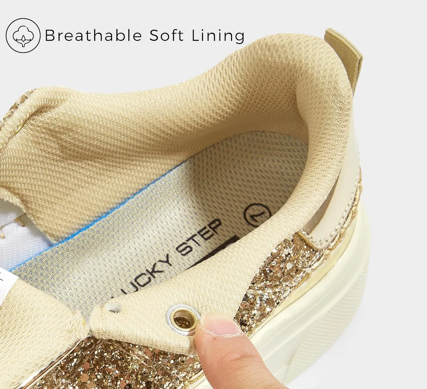 LUCKY STEP Platform Glitter Sneakers for Women Fashion Sparkly Bling Shiny Low Top Tennis Sneakers Faux Leather Casual Walking Shoes