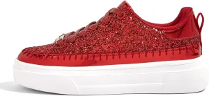 LUCKY STEP Platform Glitter Sneakers for Women Fashion Sparkly Bling Shiny Low Top Tennis Sneakers Faux Leather Casual Walking Shoes