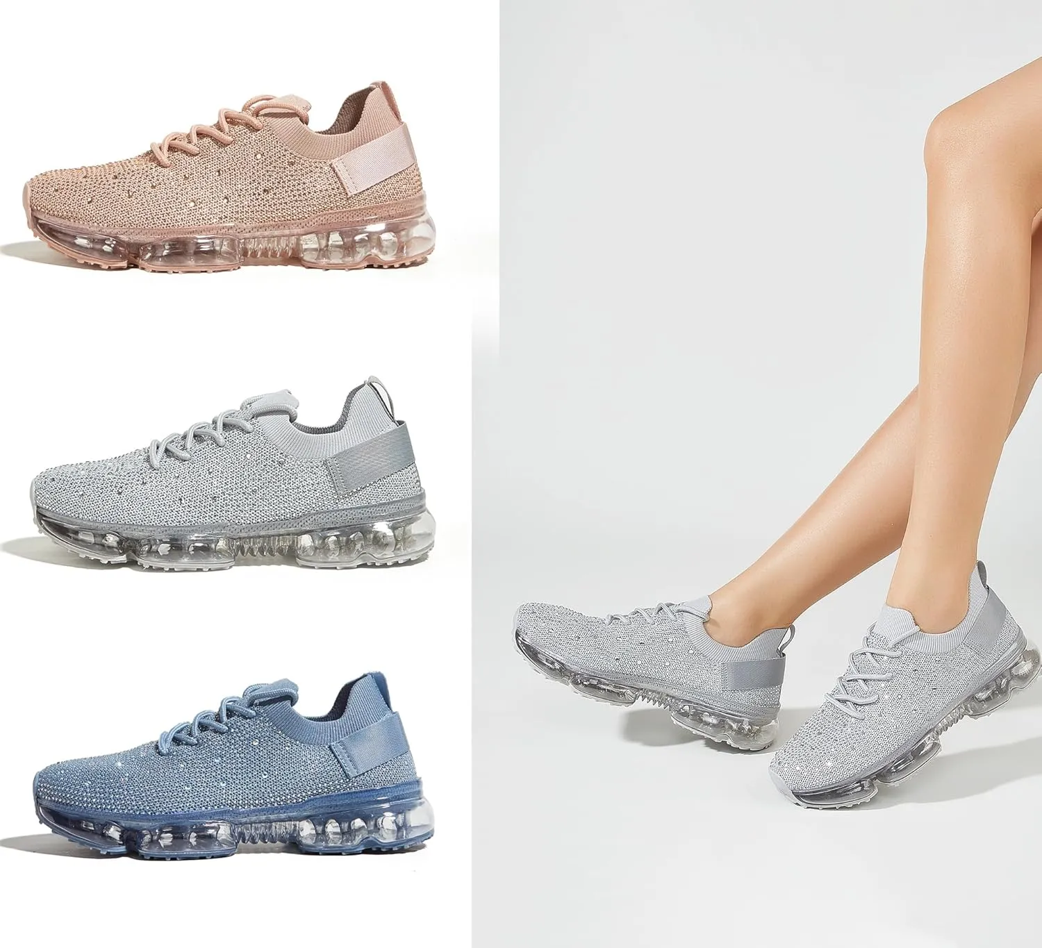 LUCKY STEP Women Air Cushion Fashion Sneakers Breathable Casual Comfortable Lightweight Walking Shoes