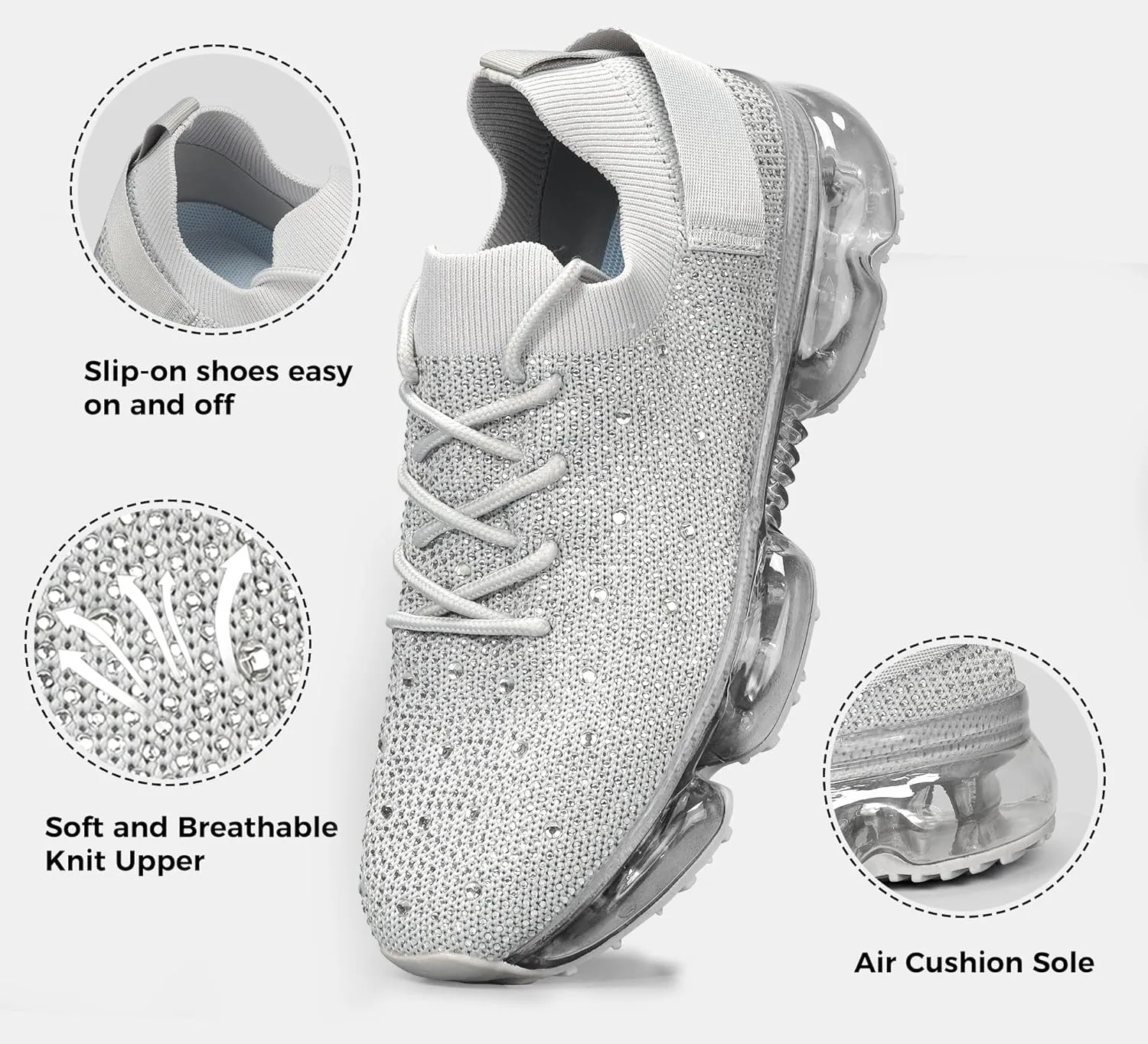 LUCKY STEP Women Air Cushion Fashion Sneakers Breathable Casual Comfortable Lightweight Walking Shoes