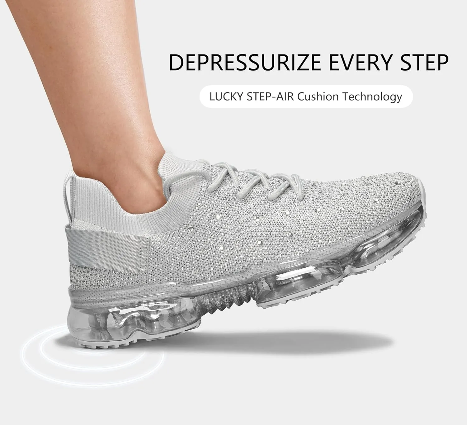 LUCKY STEP Women Air Cushion Fashion Sneakers Breathable Casual Comfortable Lightweight Walking Shoes