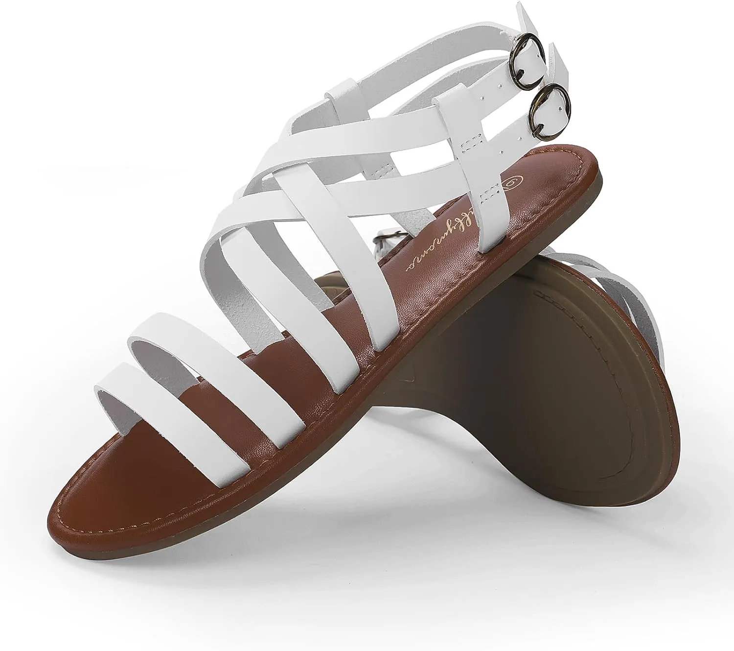 Luffymomo Women's Flat Sandals Open Toe Casual Strappy Sandals Comfortable Ankle Strap Gladiator Slides