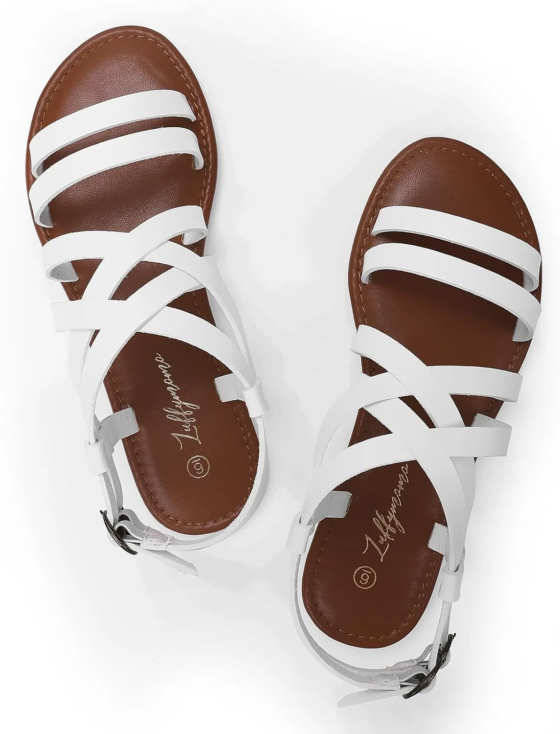 Luffymomo Women's Flat Sandals Open Toe Casual Strappy Sandals Comfortable Ankle Strap Gladiator Slides