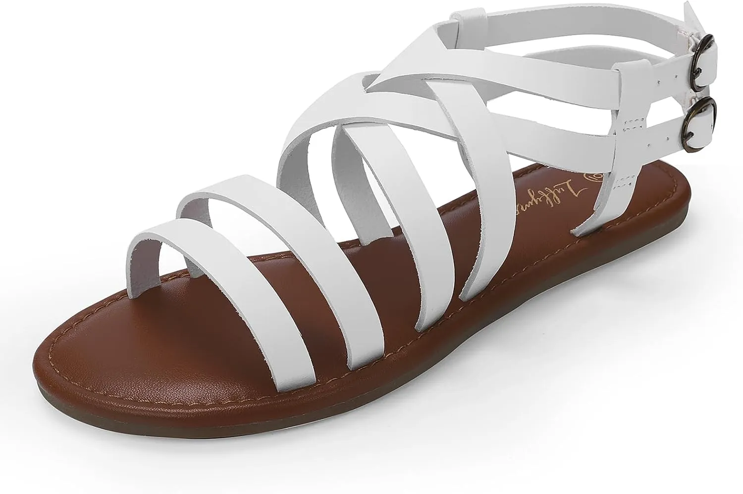 Luffymomo Women's Flat Sandals Open Toe Casual Strappy Sandals Comfortable Ankle Strap Gladiator Slides
