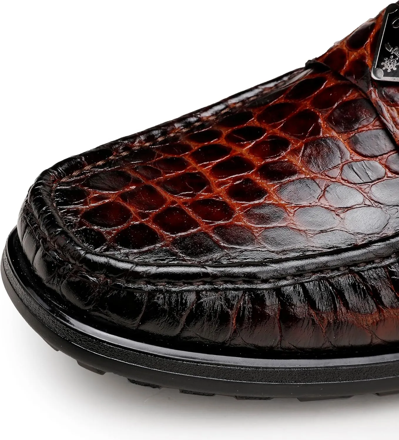 Luxury Leather Dress Shoes for Mens, Fashion Crocodile Printed Thick Sole Slip on Loafer Shoes for Gentleman, Business