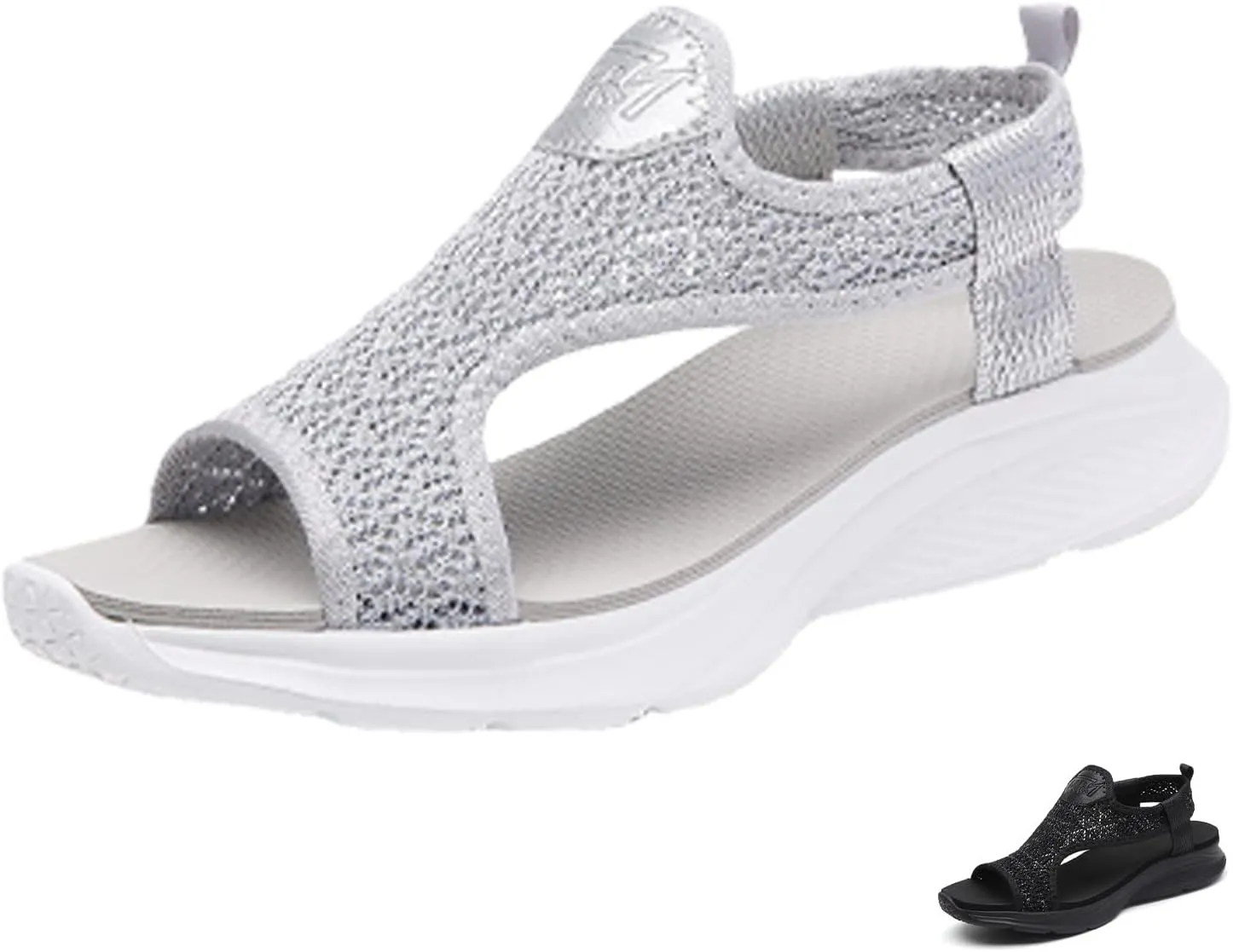 Lymphvity Women'S Summer Mesh Breathable Sports Sandals, Knitting Lightweight Hollow Out Slip On Orthopedic Slide Solid Color Open Toe Walking Sandals
