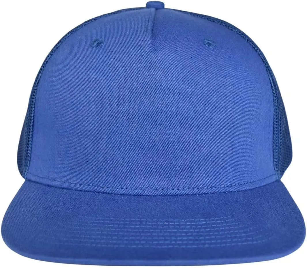 M-L, XL-XXL 5-Panel Mesh Back Trucker Flat Brim Hat