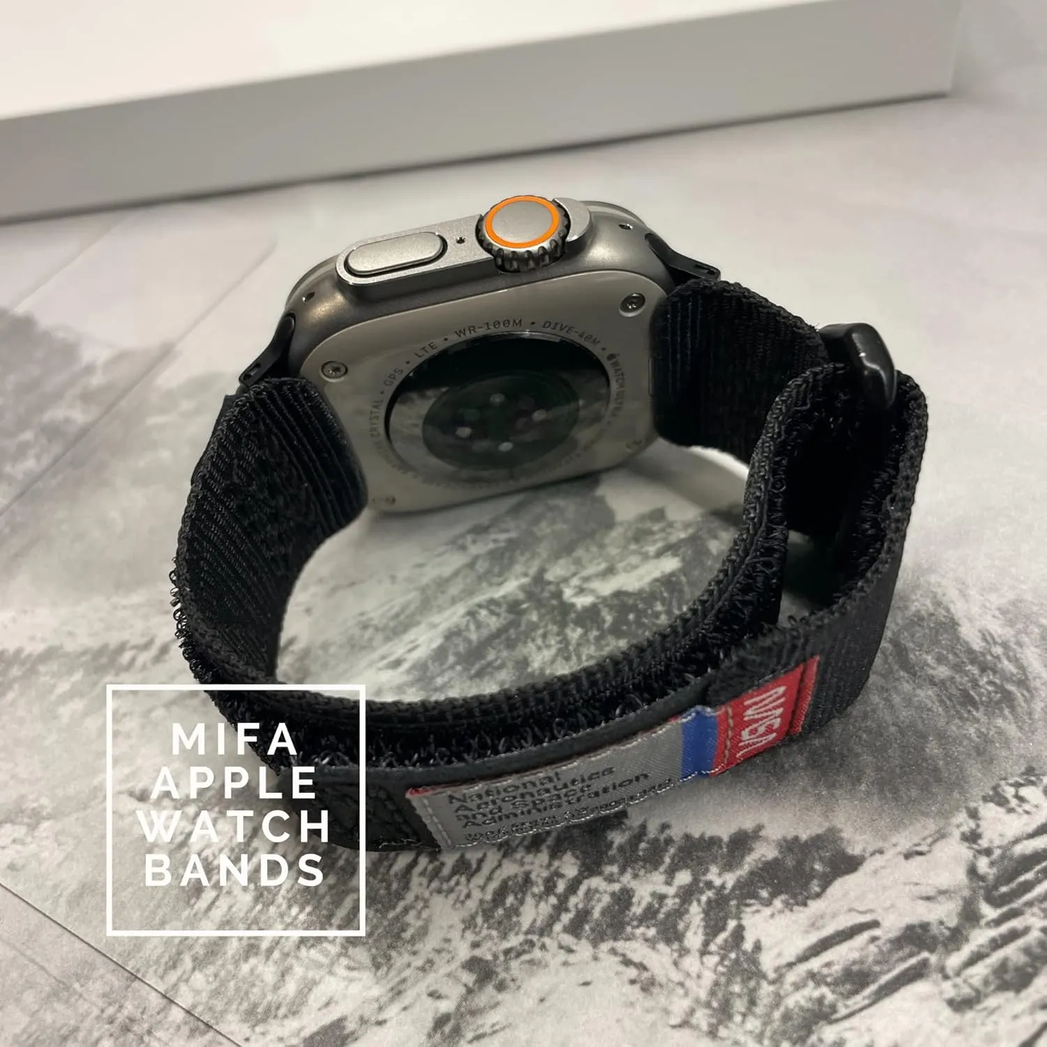 Made for Apple Watch Band, NASA Licensed Rugged Nylon Leather Sports Strap With Woven Loop Design For iWatch Ultra 2/1 49mm/46mm/45mm/44mm Tough Tactical Replacement Band For Series 10/9/SE