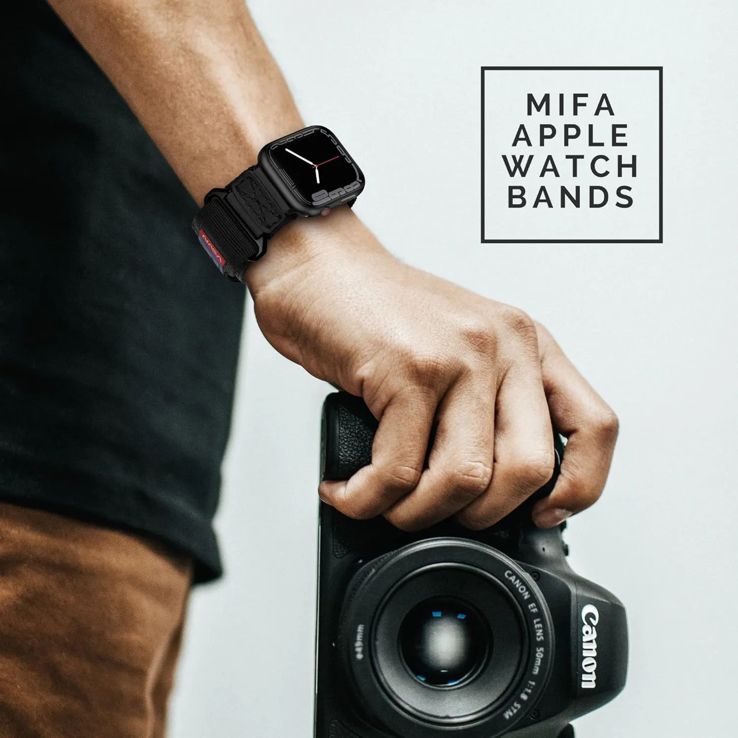 Made for Apple Watch Band, NASA Licensed Rugged Nylon Leather Sports Strap With Woven Loop Design For iWatch Ultra 2/1 49mm/46mm/45mm/44mm Tough Tactical Replacement Band For Series 10/9/SE