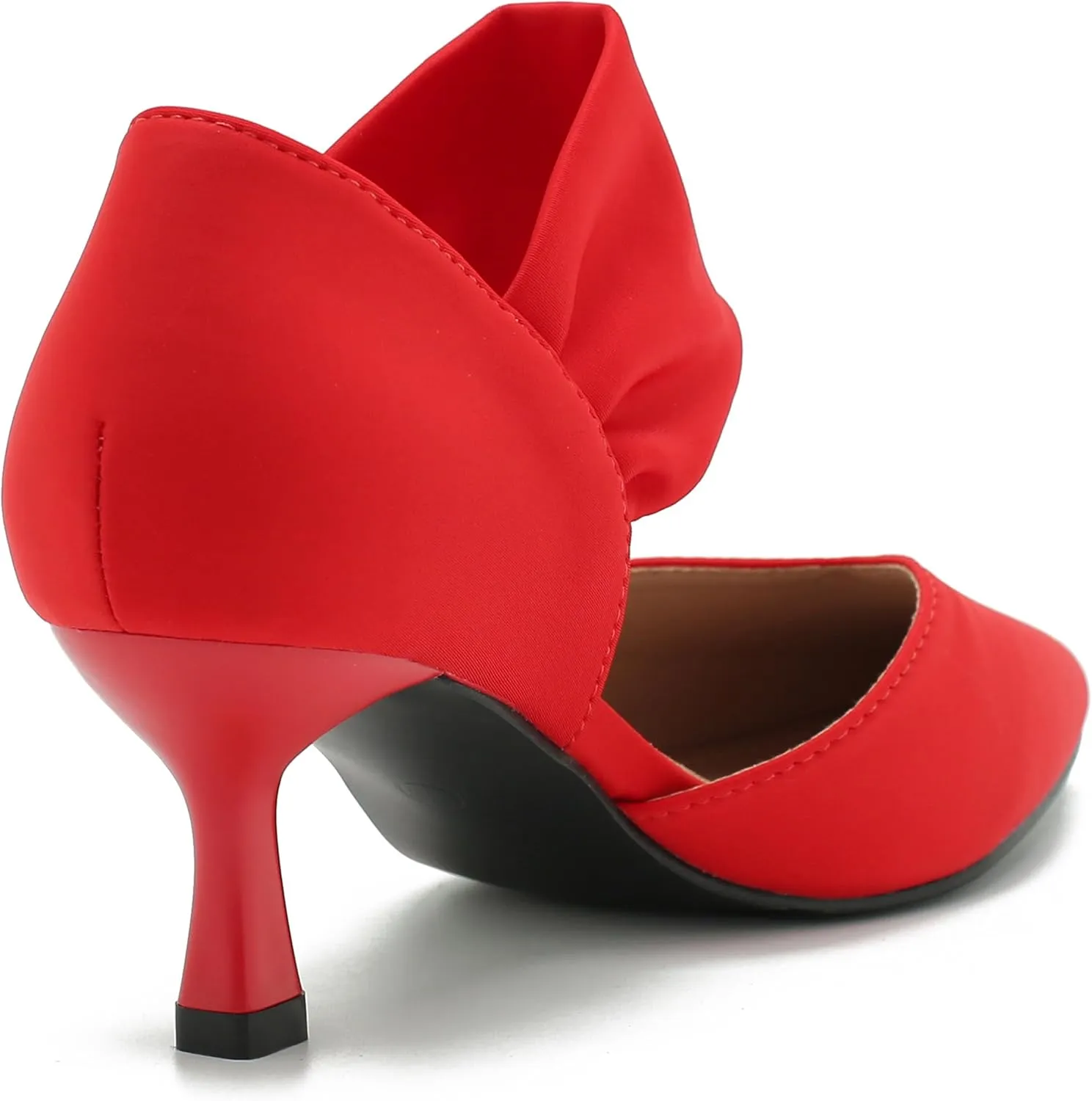 MAIERNISI JESSI Kitten Heels for Women Closed Pinted Toe Low Heels Slip on Ankle Strap Elegant Dress Pumps