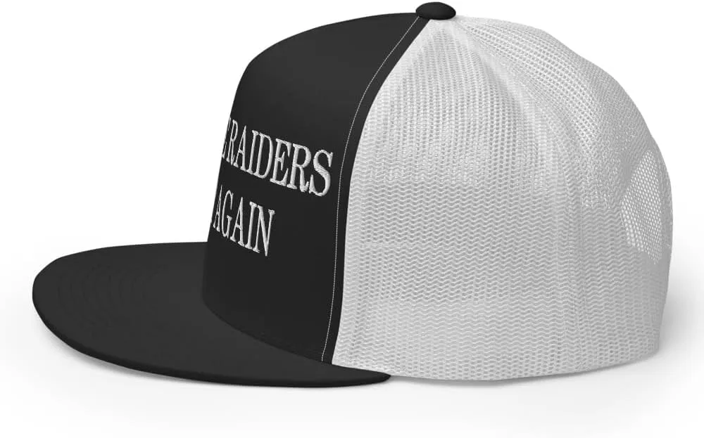 Make The Raiders Great Again Embroidered Mesh Flat Bill Brim Trucker Hat