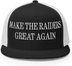 Make The Raiders Great Again Embroidered Mesh Flat Bill Brim Trucker Hat