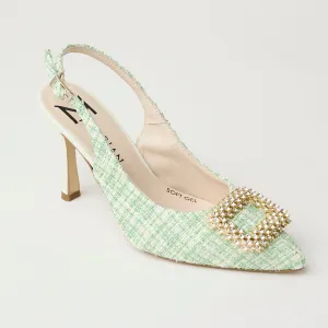 Marian Chanel Green Check Slingback Shoes
