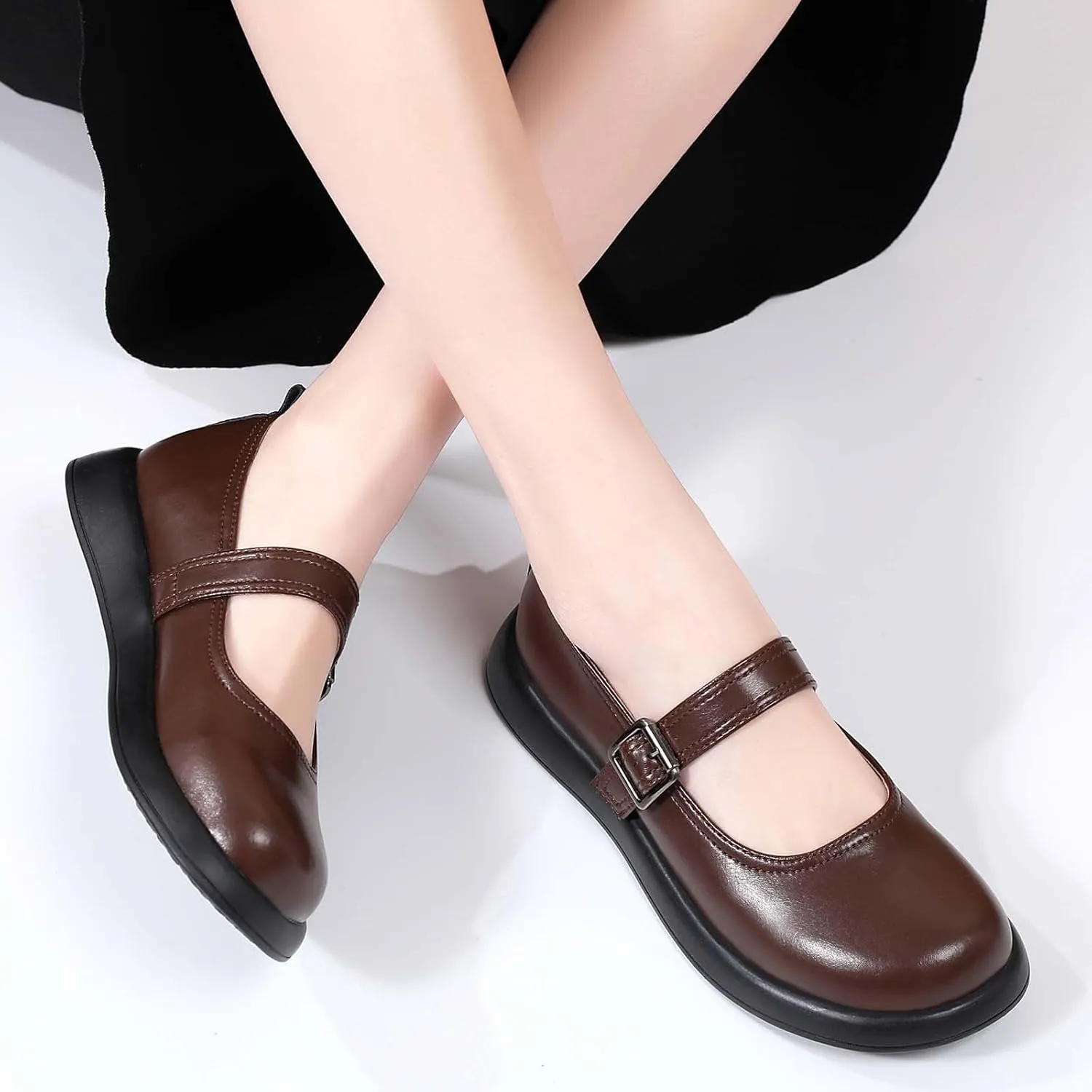 Mary Jane Shoes Women Flat Comfortable Dressy Casual Ladies Office Work Shoes