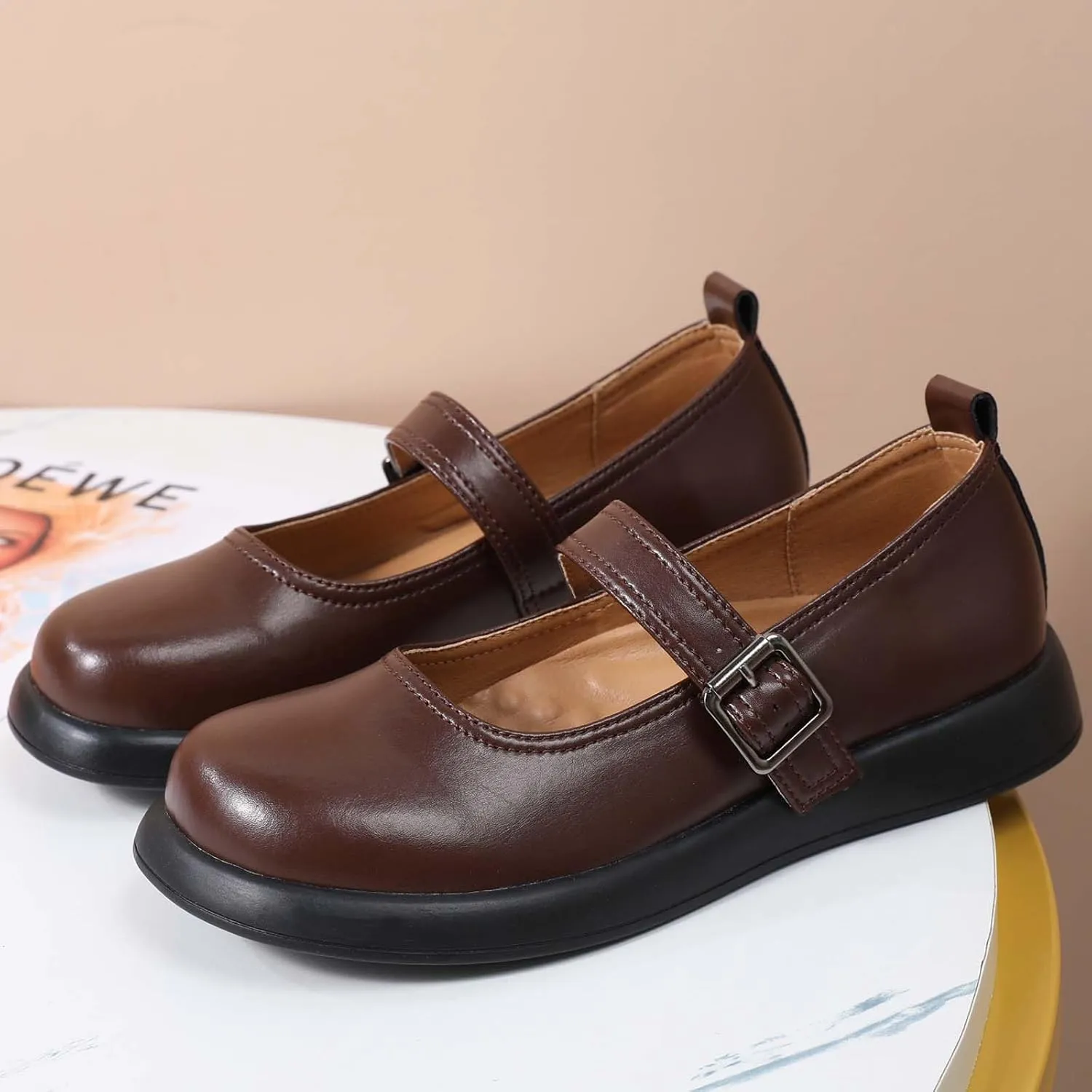 Mary Jane Shoes Women Flat Comfortable Dressy Casual Ladies Office Work Shoes