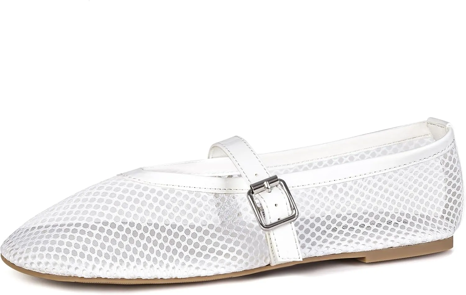 MaxMuxun Women's Flats Mesh Ballet Flats Round Toe Buckle Strap Comfortable Causal Dress Flats Shoes