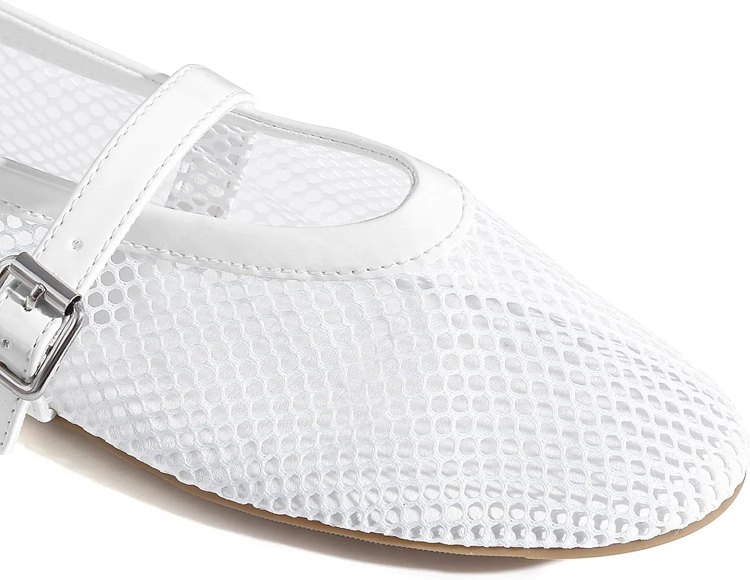 MaxMuxun Women's Flats Mesh Ballet Flats Round Toe Buckle Strap Comfortable Causal Dress Flats Shoes