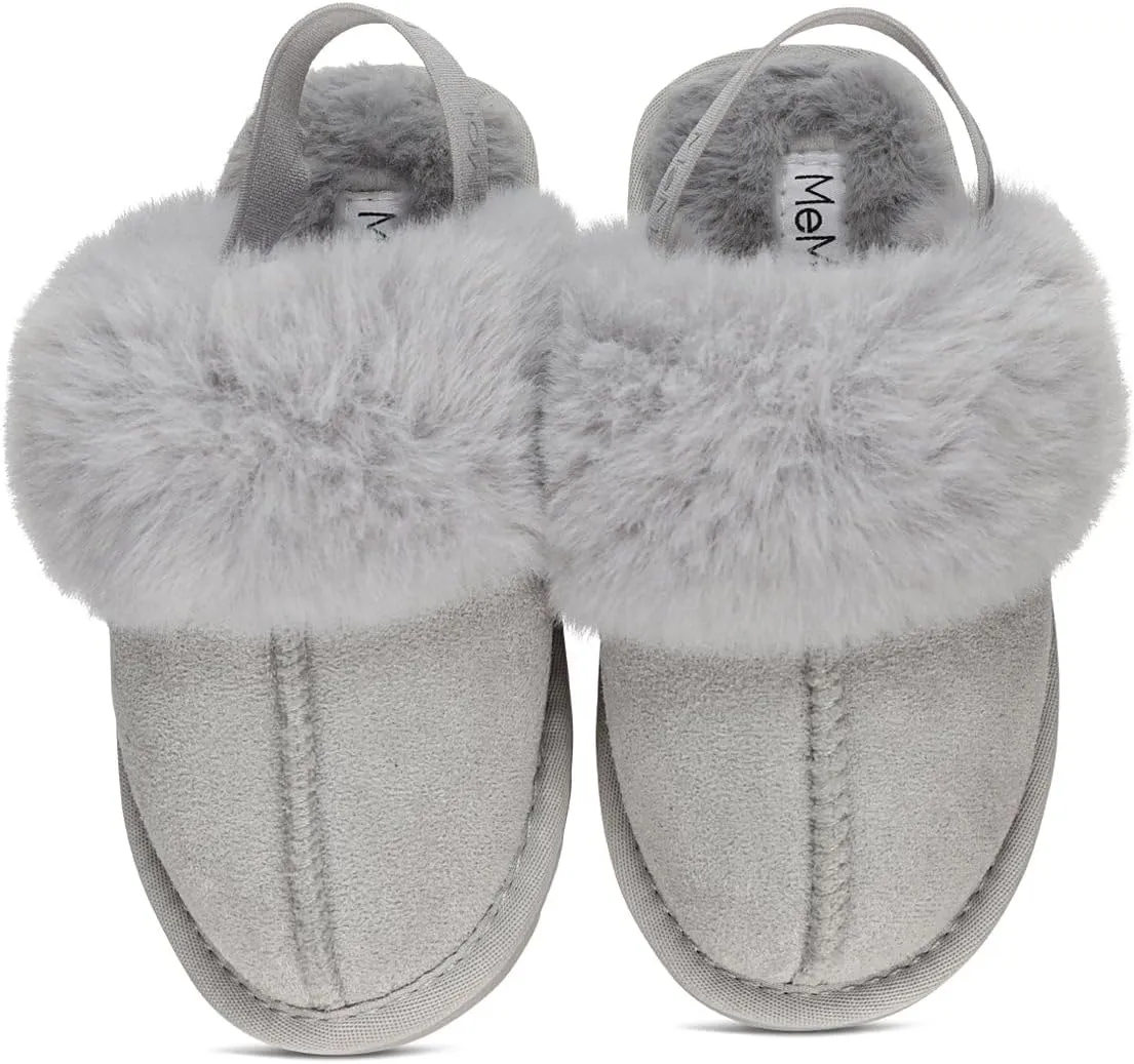 MeMoi Kids' Fluffy Slide Slingback Slippers