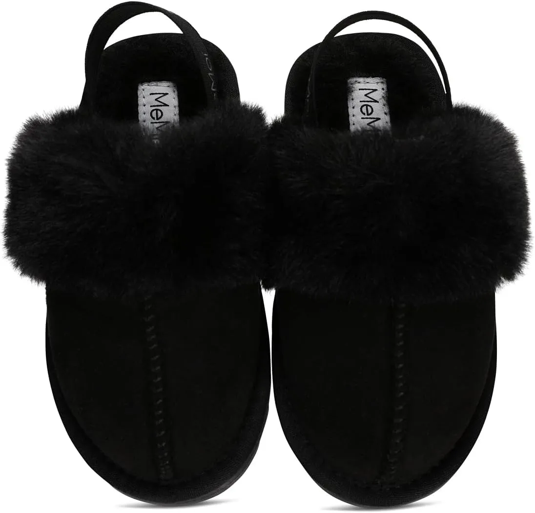 MeMoi Kids' Fluffy Slide Slingback Slippers