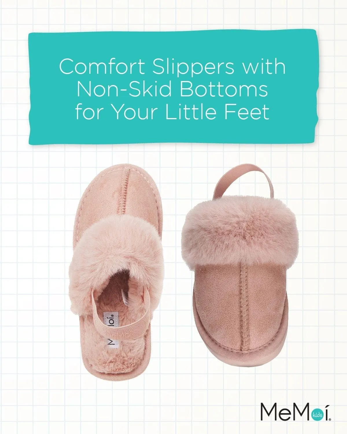 MeMoi Kids' Fluffy Slide Slingback Slippers
