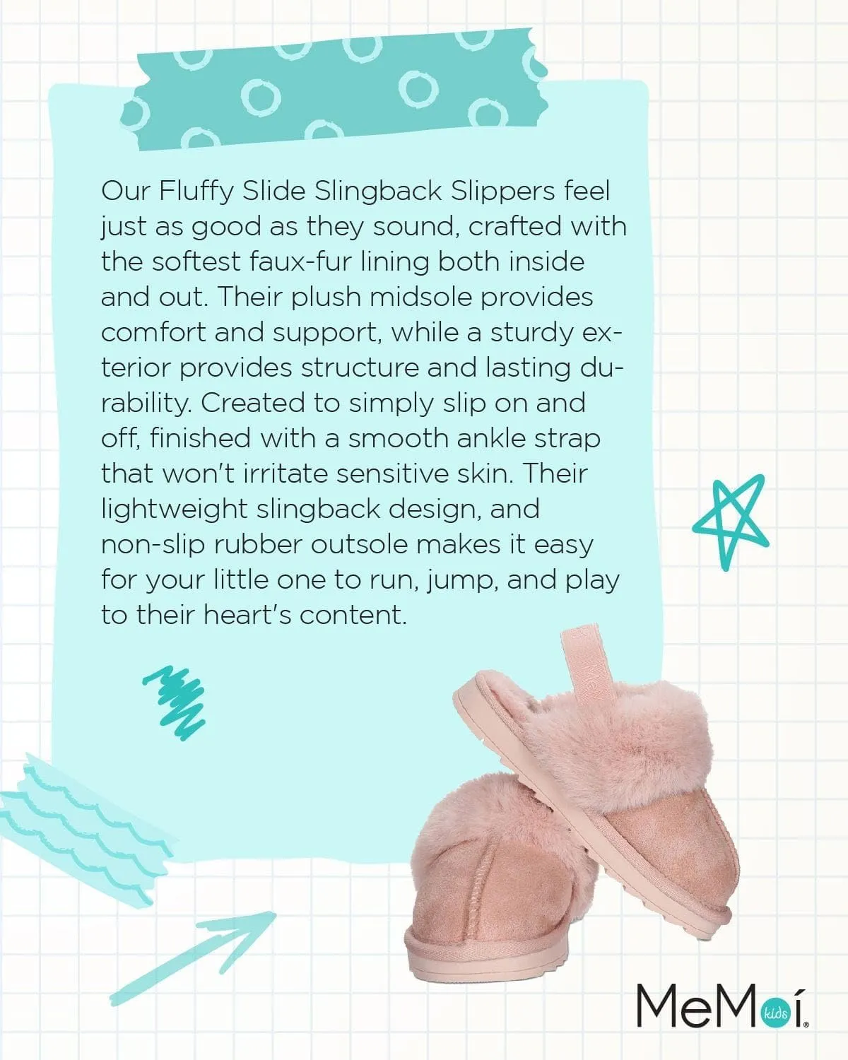 MeMoi Kids' Fluffy Slide Slingback Slippers