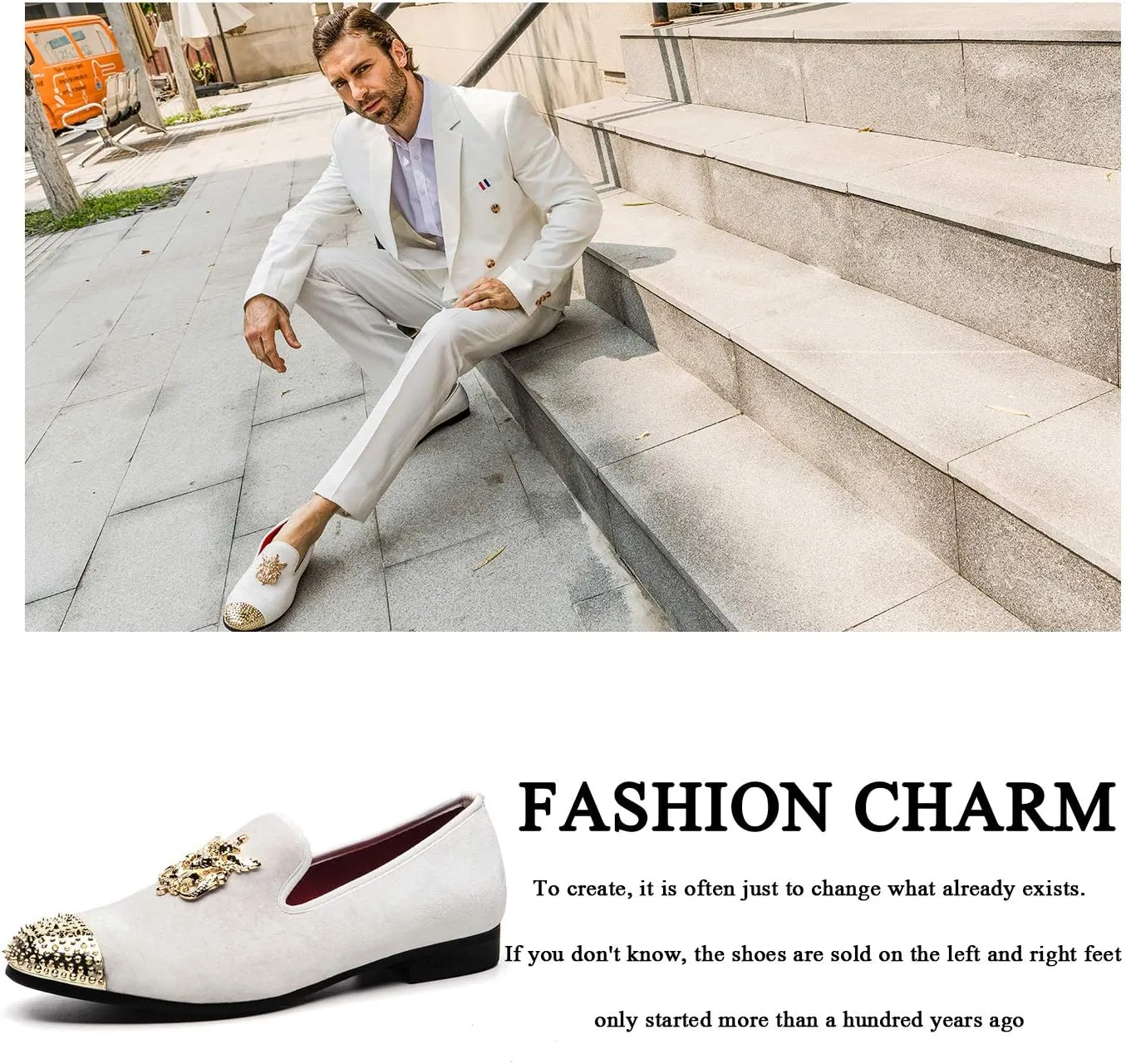 Men Genuine Leather Mens Metallic Textured Slip-on Glitter Loafers Shoes