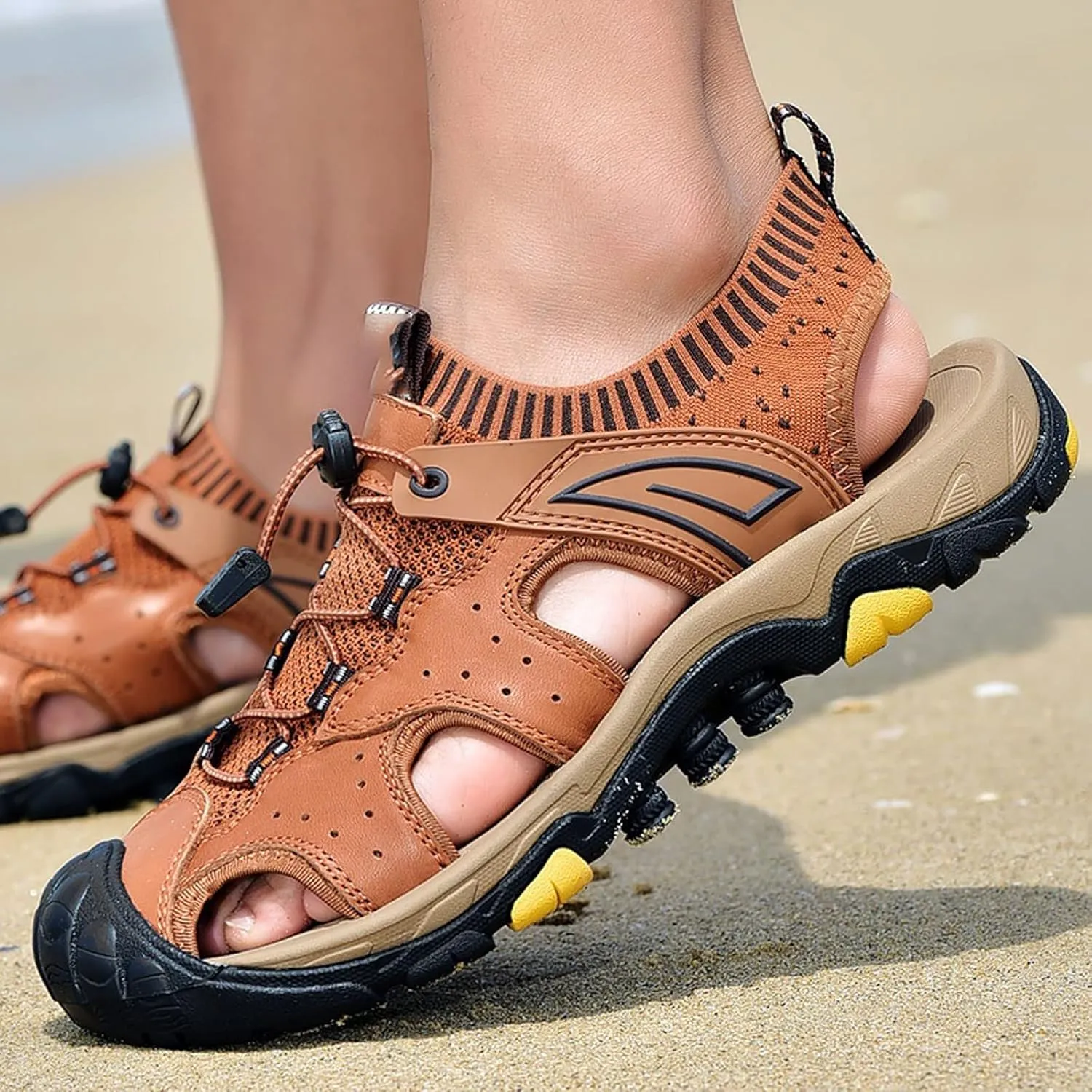 Men ls Summer Beach Climbing Men Fashion Hiking Breathable Trekking Water Walking Outdoor Sport Casual Shoes Genuine Leather Non-Slip