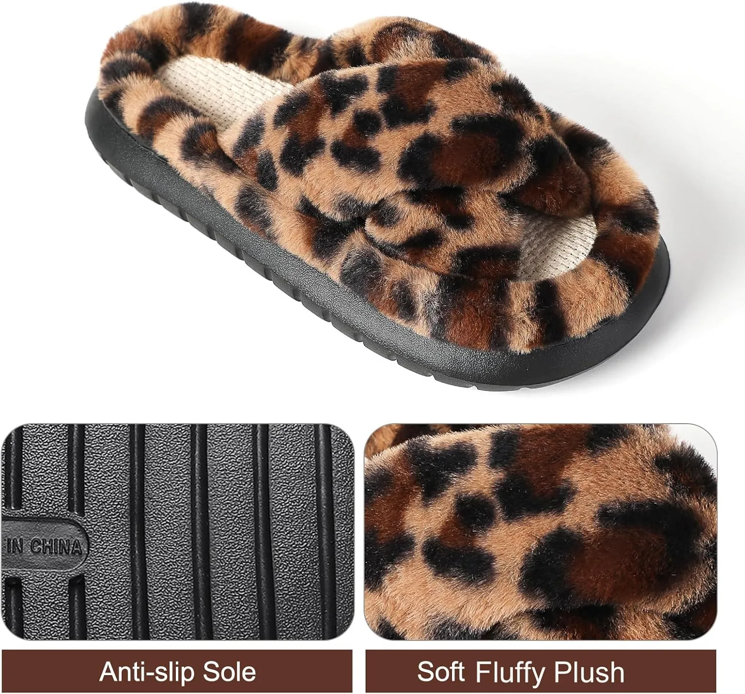 Menore Slippers for Women Crossbands House Bedroom Slides Linen Open Toe Cozy Corduroy Fuzzy Slide Sandals Indoor Outdoor Four Seasons